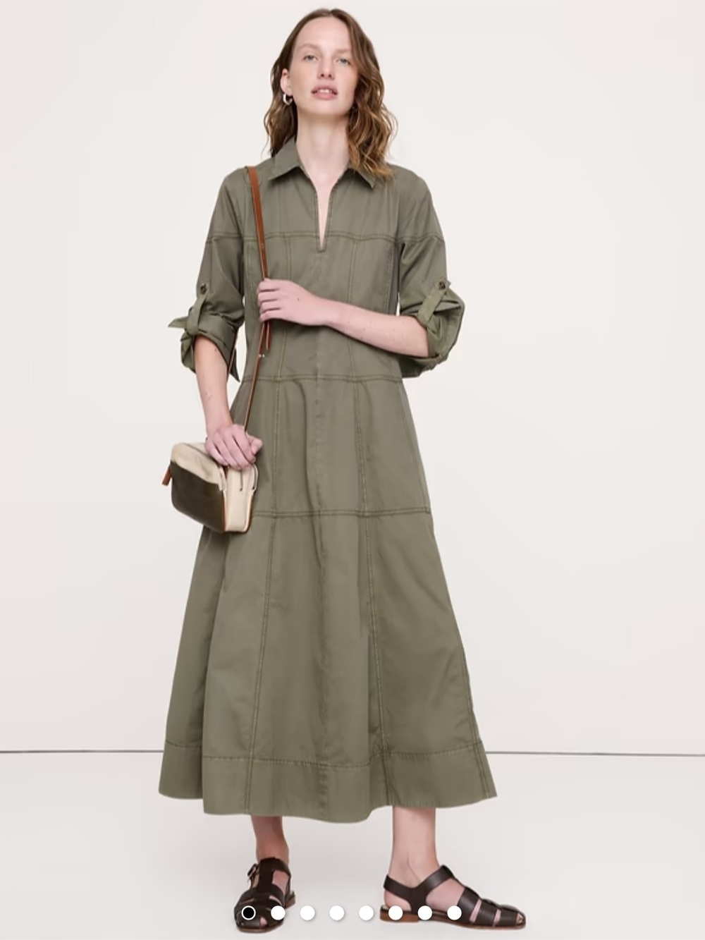 Cotton Twill Paneled Shirt Dress